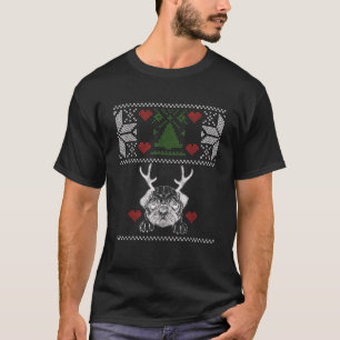 Bulldoggen mit Geweihen hässliche Weihnachtsbeklei T-Shirt