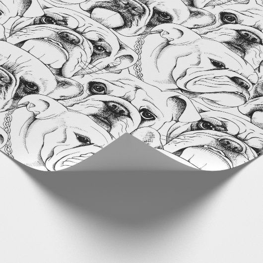 Bulldoggen, nahtlose Papiertücher Geschenkpapier (Ecke)