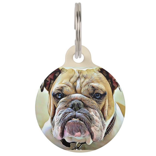 Bulldoggen-Namensschild und Telefonnummer Tiermarke (Vorderseite)
