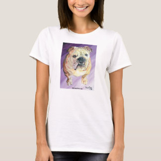 Bulldoggen-Öl-Porträt-weiße Damen-angepasster T - T-Shirt