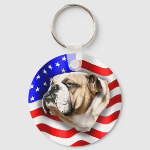 Bulldoggen-Patriot US-Flagge Schlüsselanhänger