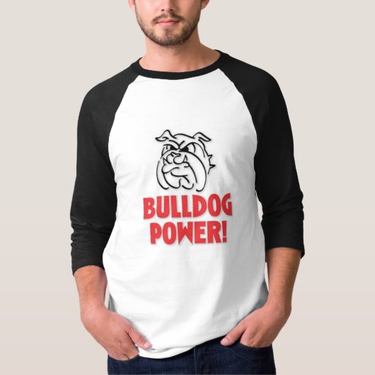 Bulldoggen-Power-grundlegender 3/4 HülseRaglan T-Shirt (Vorderseite)