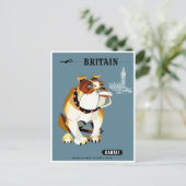 Bulldoggen-Reise-Plakat 1960 Qantass Postkarte (Stehend Vorderseite)