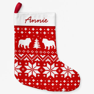 Bulldoggen-Silhouette-Muster-niedlichen Kleiner Weihnachtsstrumpf