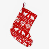 Bulldoggen-Silhouette-Weihnachtsstrickjacke-Muster Kleiner Weihnachtsstrumpf (Vorderansicht (hängend))
