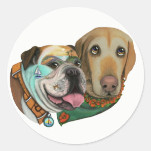 Bulldoggen-u. Runder Aufkleber