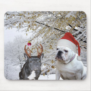 Bulldoggen-Weihnachtsschneeszene Mousepad