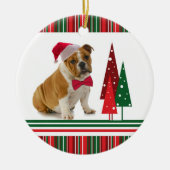 Bulldoggen-Weihnachtsverzierung Keramikornament (Vorne)