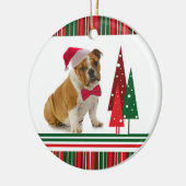 Bulldoggen-Weihnachtsverzierung Keramikornament (Links)