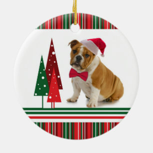 Bulldoggen-Weihnachtsverzierung Keramikornament