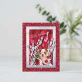 Bulldoggen-Welpe ist meine Feiertagspostkarte (Stehend Vorderseite)