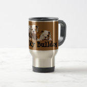 Bulldoggen-Welpen-Liebe-Reise-Tasse Reisebecher (VorderseiteRechts)