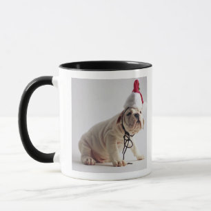 Bulldoggen-Welpen-tragende Weihnachtsmannmütze Tasse