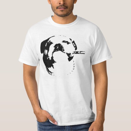 Bulldoggen-Zigarren-Schablone T T-Shirt (Vorderseite)
