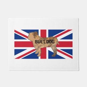 Bulldoggename Silhouette auf Flagge fawn und brind Fußmatte