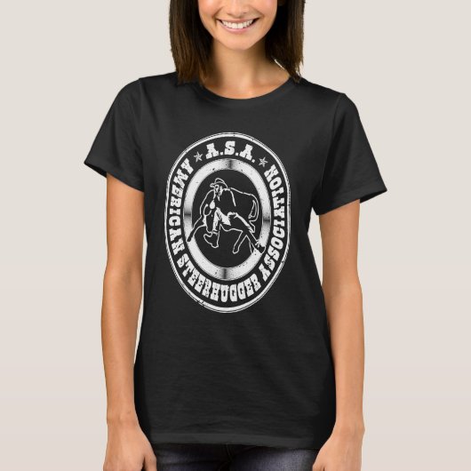 Bulldogging Steerhugger Association  Steer Wrestli T-Shirt (Vorderseite)