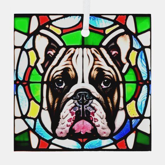Bulldoghund "gestanztes Glas" Ornament Aus Glas (Rückseite)