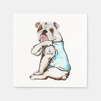 Bulldoghund Tattoo in der Liebe Mama Mors Day Lieb Serviette