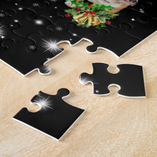 Bulldogie Weihnachtsbaum bedeckt durch Blitzlicht Puzzle (Seite)