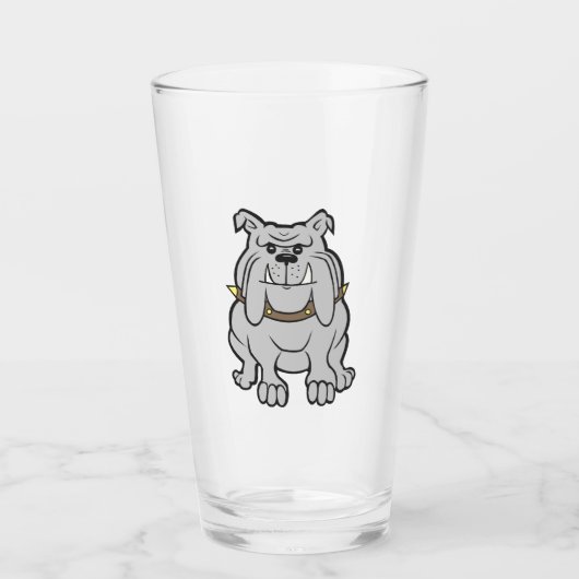 Bulldogin-Cartoon Glas (Vorderseite)