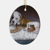 Bulldogin-Liebe. American Bulldog Painting Keramikornament (Rechts)