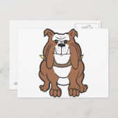 Bulldogin Rot-Weiß-Cartoon Postkarte (Vorne/Hinten)