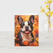Bulldogischer HerbstErntedank Karte (Gelbe Blume)