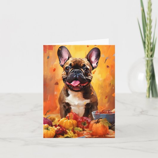 Bulldogischer HerbstErntedank Karte (Vorderseite)