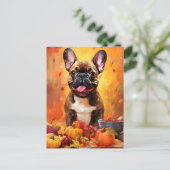 Bulldogischer HerbstErntedank Postkarte (Stehend Vorderseite)