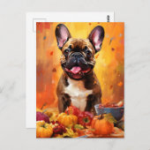 Bulldogischer HerbstErntedank Postkarte (Vorne/Hinten)
