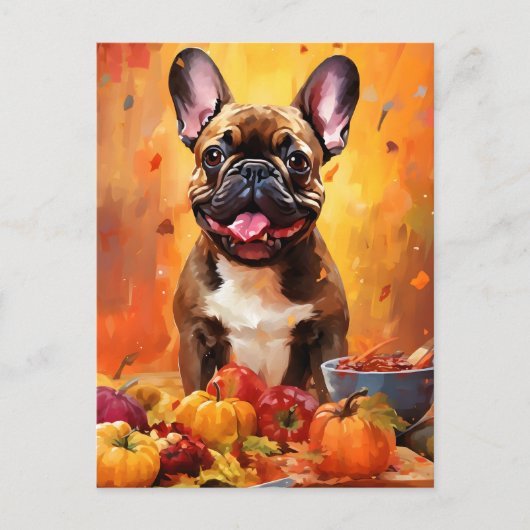 Bulldogischer HerbstErntedank Postkarte (Vorderseite)