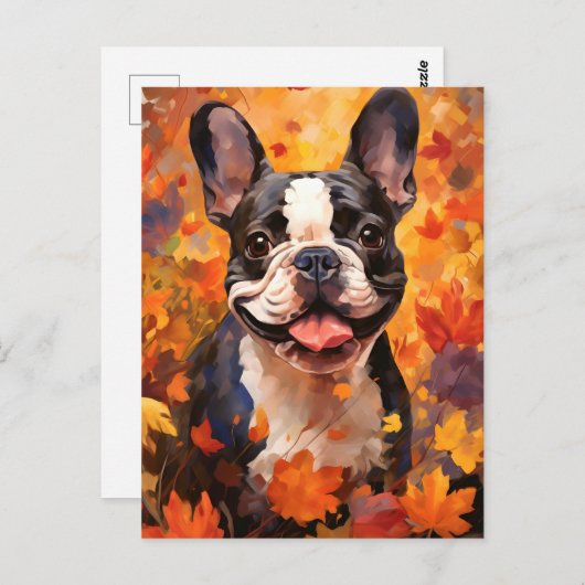 Bulldogischer HerbstErntedank Postkarte (Vorne/Hinten)