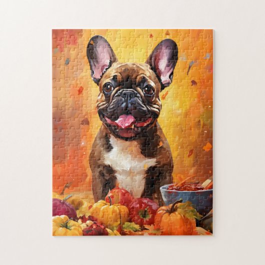 Bulldogischer HerbstErntedank Puzzle (Vertikal)