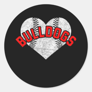 Bulldogs Baseball Softball High School Team Mascot Runder Aufkleber