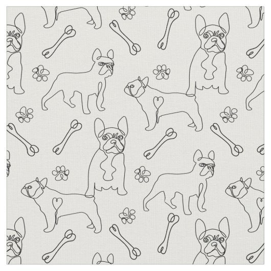 Bulldogs Black and White Line Art Stoff (Nahaufnahme)