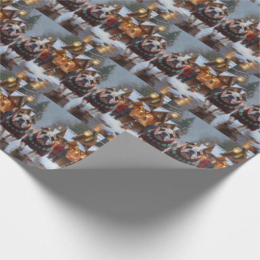 Bulldogs Christmas Snow Holiday Geschenkpapier (Ecke)