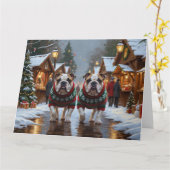 Bulldogs Christmas Snow Holiday Karte (Gelbe Blume)