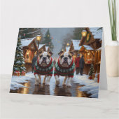 Bulldogs Christmas Snow Holiday Karte (Vorderseite)