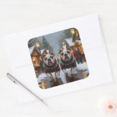 Bulldogs Christmas Snow Holiday Quadratischer Aufkleber (Umschlag)