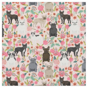Bulldogs Floral Vintag rosa Stoff