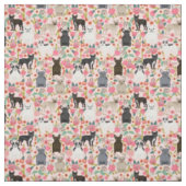 Bulldogs Floral Vintag rosa Stoff (Muster)
