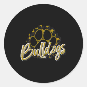 Bulldogs Gold Black Cheetah School Sport Fan Team Runder Aufkleber