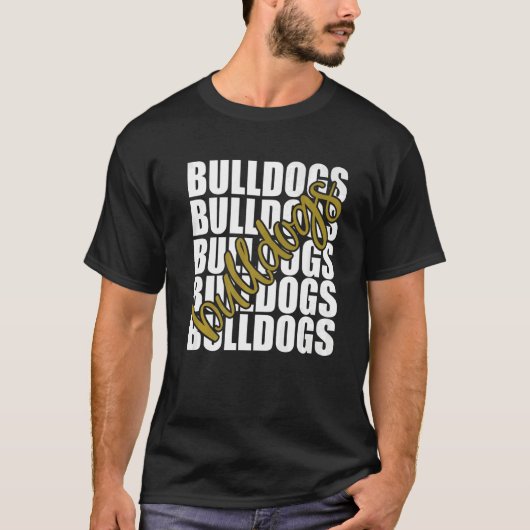 Bulldogs Gold School Sports Fan Team Spirit   T-Shirt (Vorderseite)