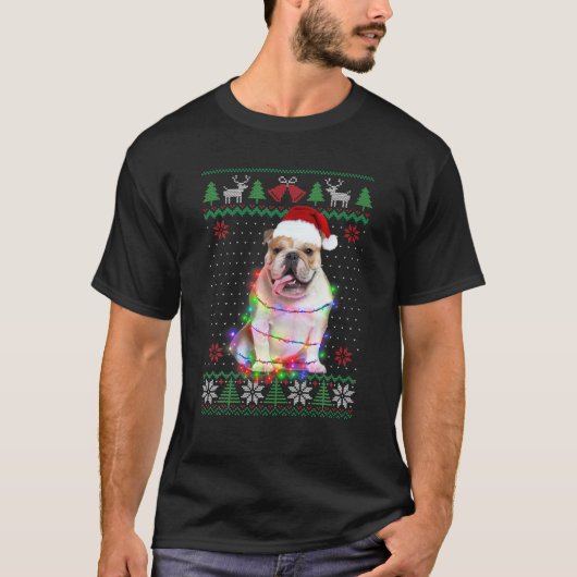 Bulldogs Hund Ugly Sweater Christmas Puppy Hund Li T-Shirt (Vorderseite)