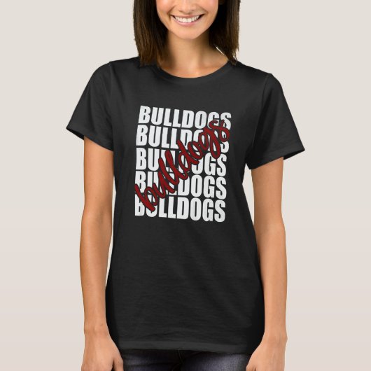 Bulldogs Maroon School Sports Fan Team Spirit T-Shirt (Vorderseite)