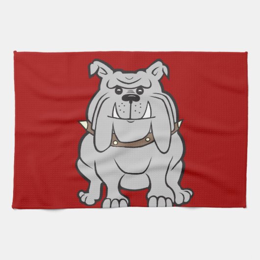 Bulldogs Mascot auf Red Dog Lover Geschenke Geschirrtuch (Horizontal)