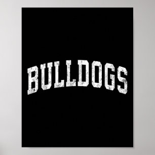 Bulldogs Mascot Vintag Athletic Sports Name Design Poster