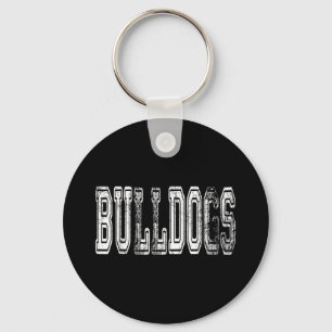Bulldogs Maskottchen Bedrängtes Vintage-Schulsport Schlüsselanhänger