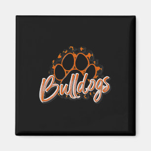Bulldogs Orange Black Cheetah School Sportfan Te Magnet