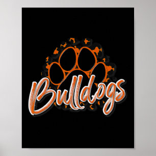 Bulldogs Orange Black Cheetah School Sportfan Te Poster